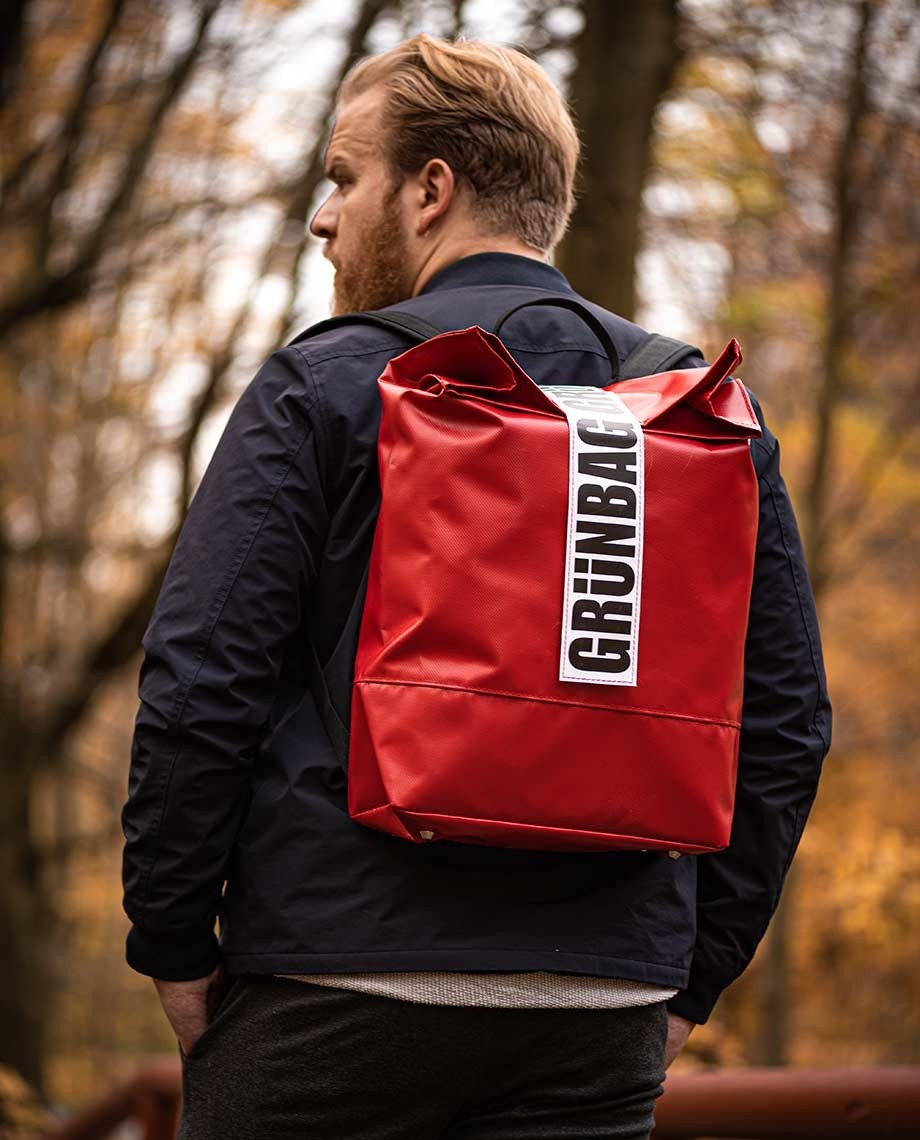 Ethically Made Backpack 25 Liter Large red backpack