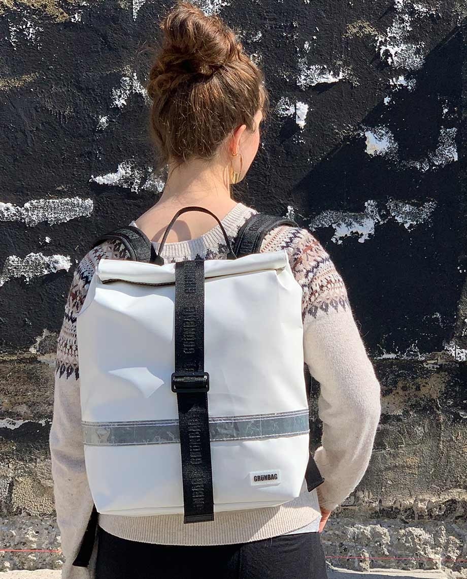 White Backpack Norr Reflection