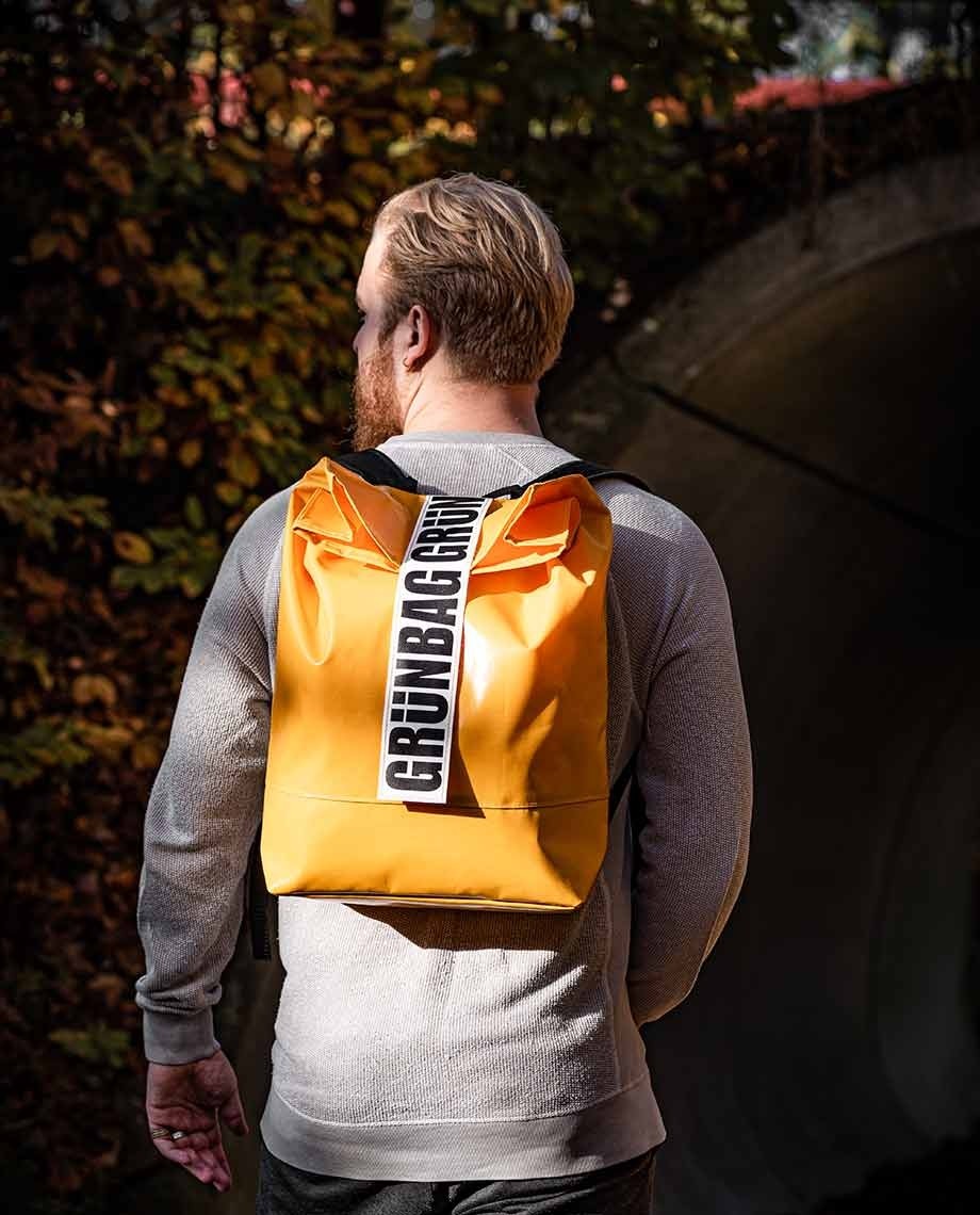 GRUNBAG backpack Yellow 25 L. Large Sustainable Backpack